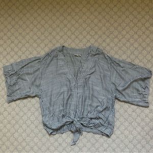 GAP striped blouse with tied bottom, size M